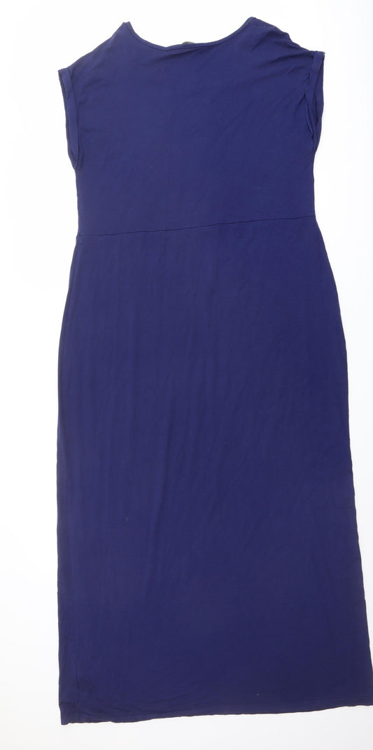 Back view of Bonmarché women’s blue viscose shift, size UK 14, round neck pullover