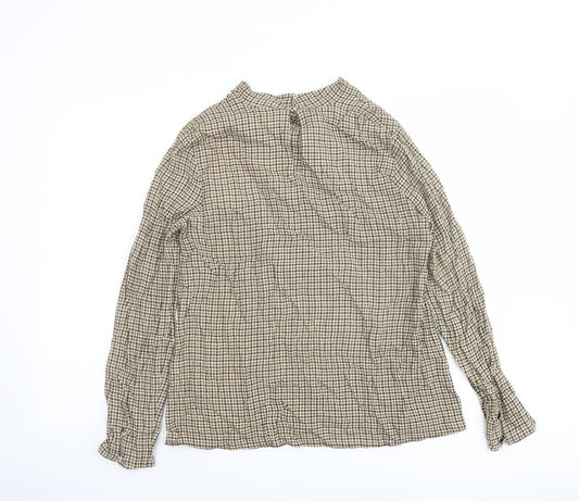 Womens UK Size XS Zara Beige Basic Blouse