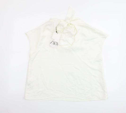 Womens UK Size M Zara Ivory Basic Blouse