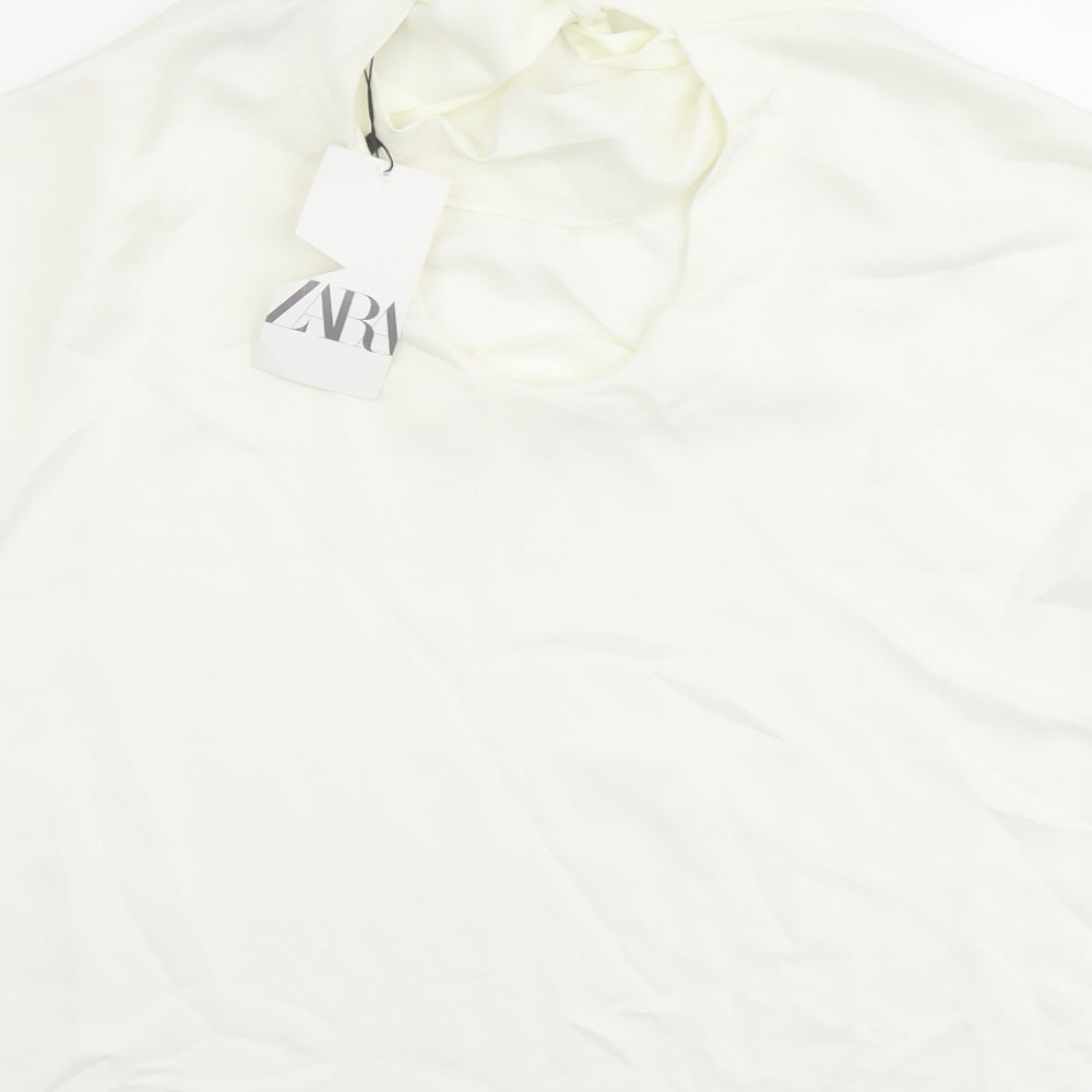 Womens UK Size M Zara Ivory Basic Blouse