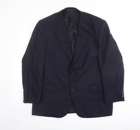 Mens UK Size 46 Alfred Brown Regular Blue Suit Jacket