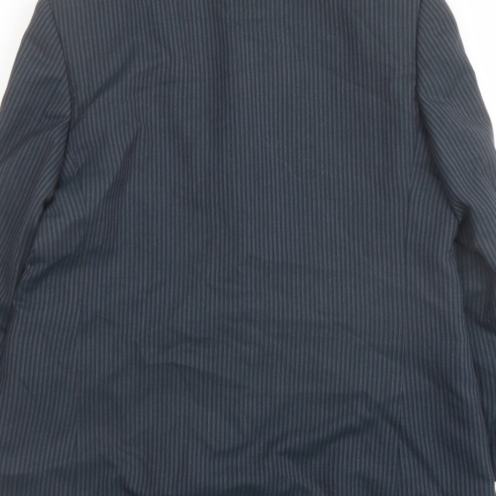 Country Casuals Womens Green Striped Polyester Jacket Suit Jacket Size 14