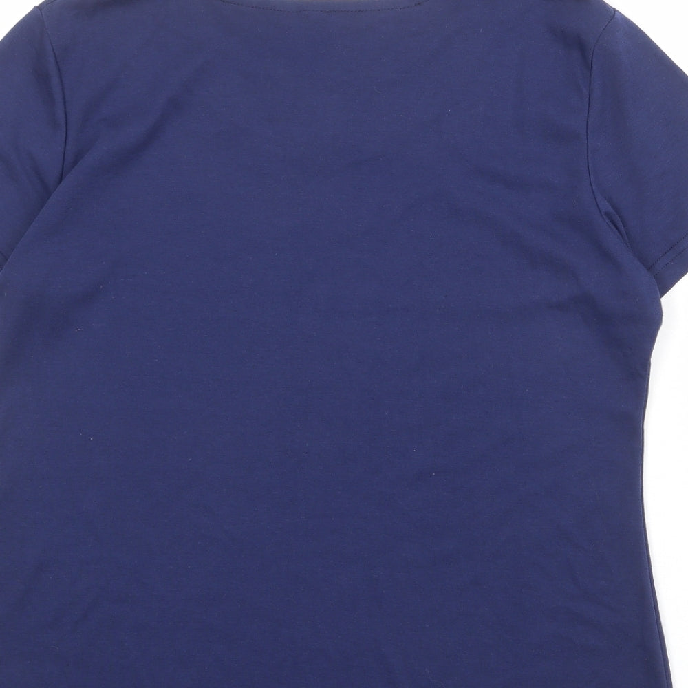 Julipa Womens Blue Cotton Basic T-Shirt Size 18 Round Neck - Neckline Detail