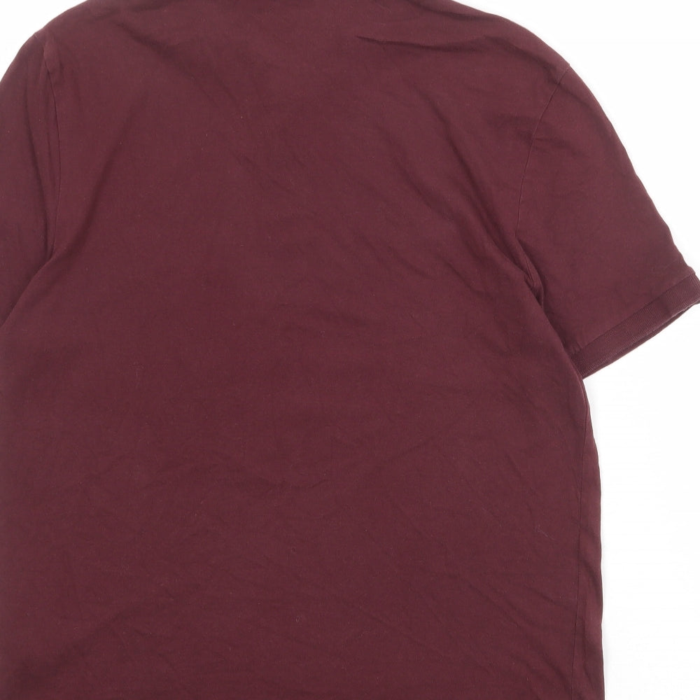 ASOS Mens Red 100% Cotton Polo Size L Collared Button