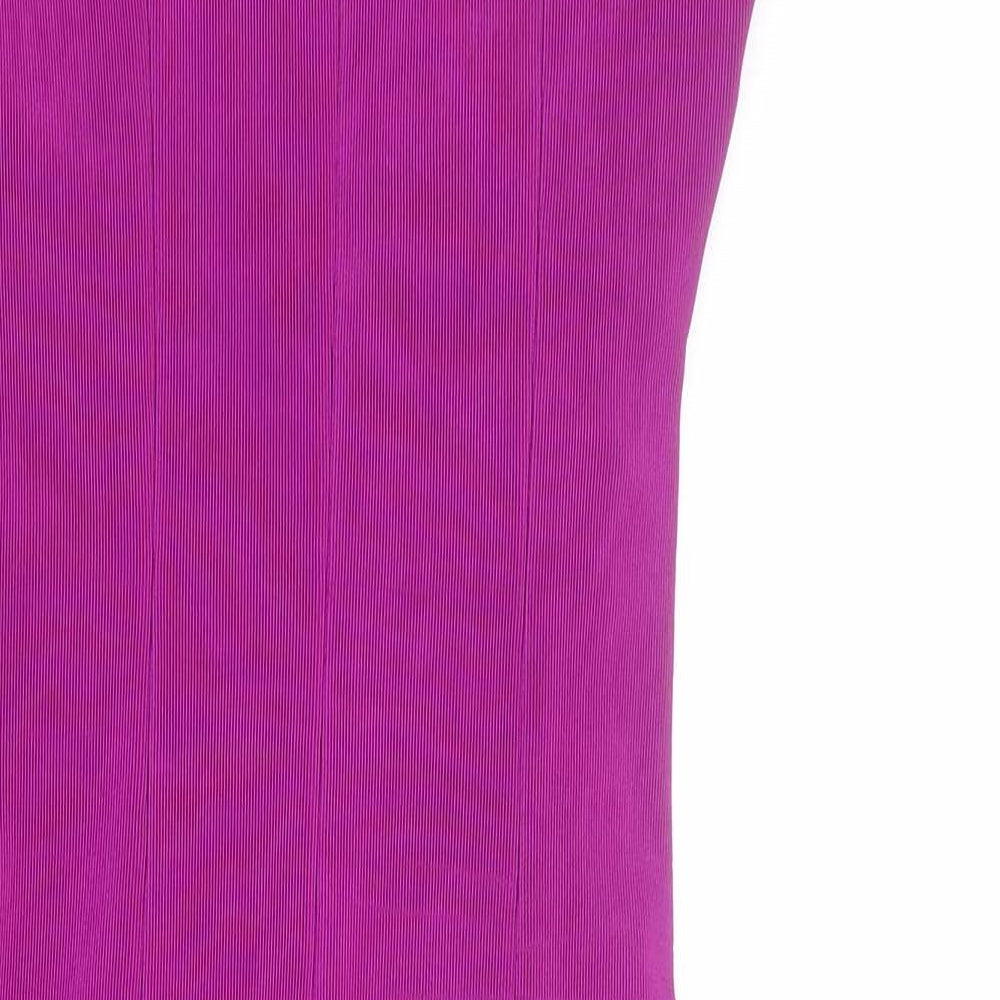 Brand and care label for Diva women’s purple viscose bodycon, size M, round neck zip