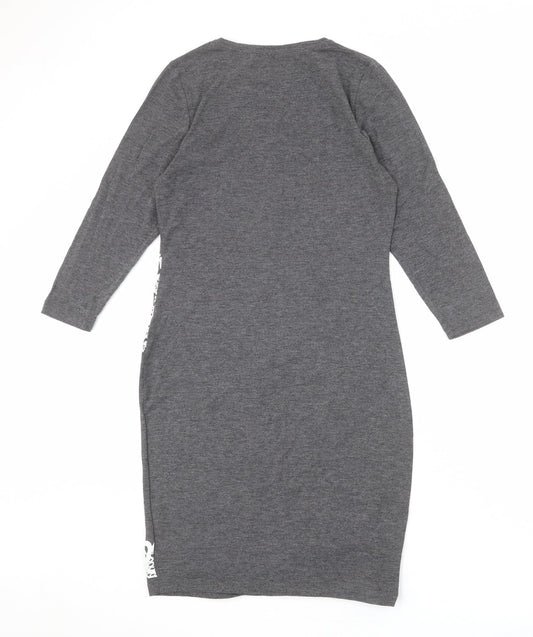 ASOS Womens Grey Geometric Polyester Shift Size 12 Round Neck Pullover