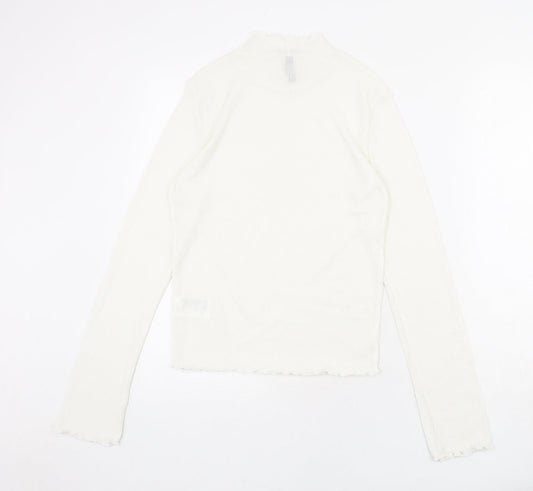 Divided by H&M Womens Ivory Polyester Basic Blouse Size M Mock Neck