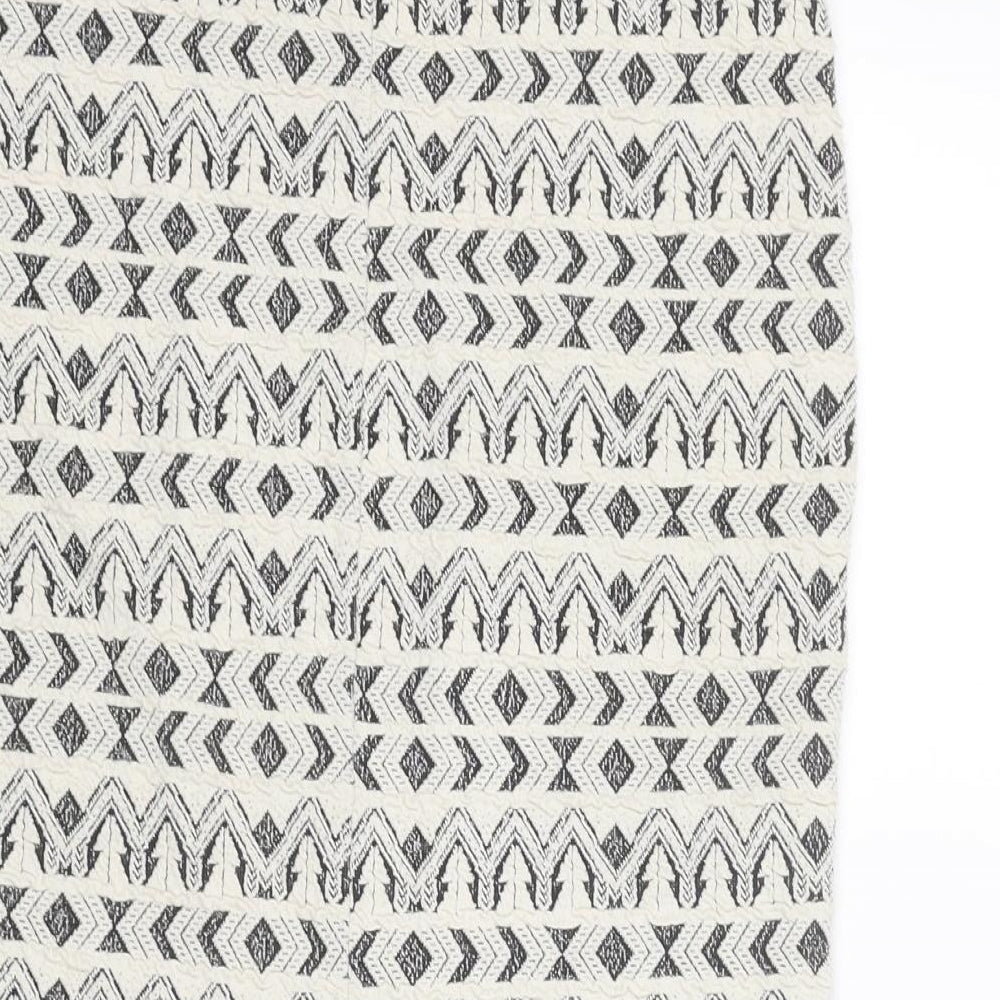 Marks and Spencer Womens Ivory Geometric Cotton Bandage Skirt Size 10