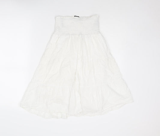 Dorothy Perkins Womens White Cotton A-Line Size 12 Off the Shoulder Pullover