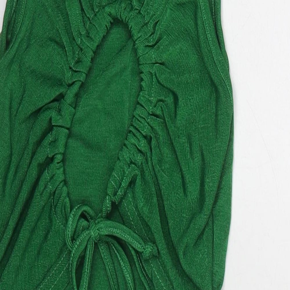 PRETTYLITTLETHING Womens Green Polyester Bodysuit One-Piece Size 8 Snap - Cut Out Back Detail