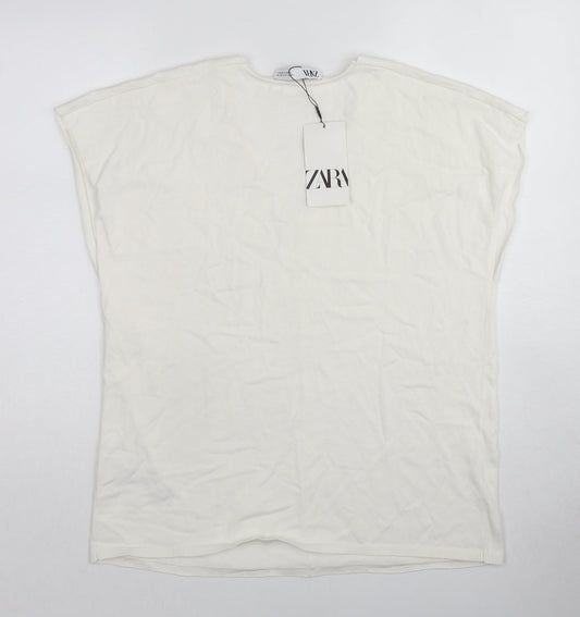 Womens UK Size M Zara White Pullover Jumper