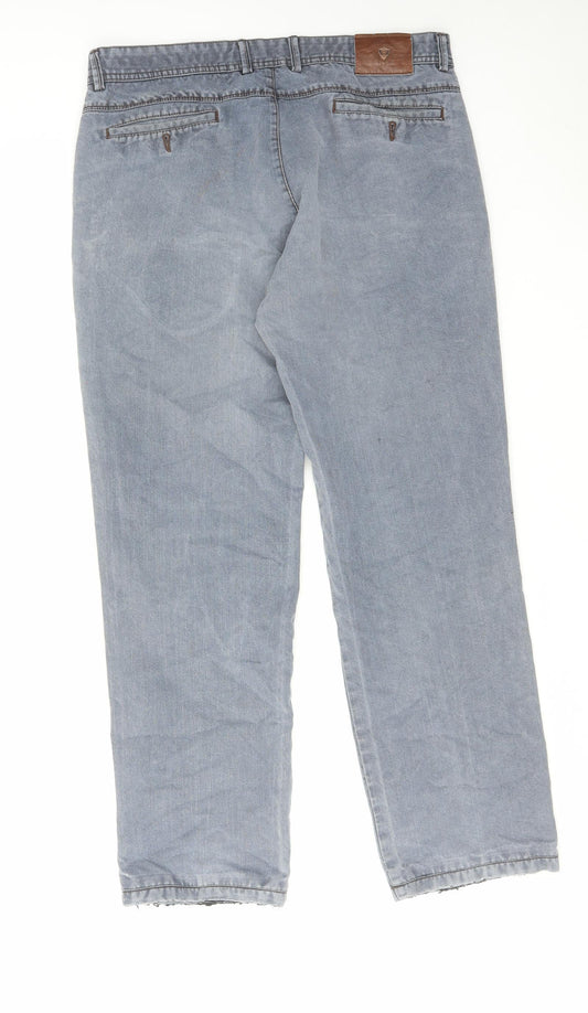 Wemsley Mens Blue Cotton Straight Jeans Size 32 in L30 in Regular Zip