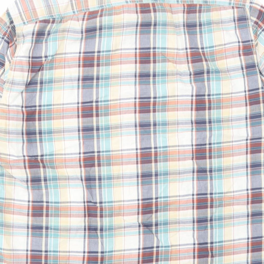 Marks and Spencer Mens Multicoloured Plaid Cotton Button-Up Size M Collared Button