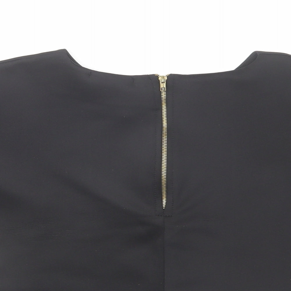 Womens UK Size 8 Missguided Black Cropped T-Shirt