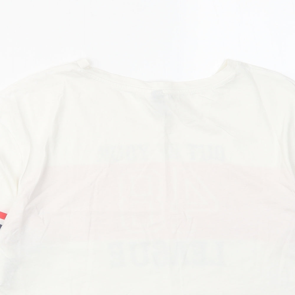 Womens UK Size XS H&M White Cropped T-Shirt