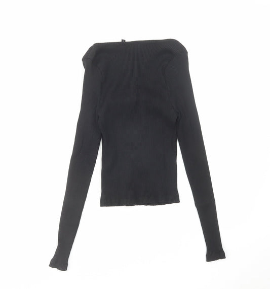 Womens UK Size 12 Warehouse Black Basic Blouse