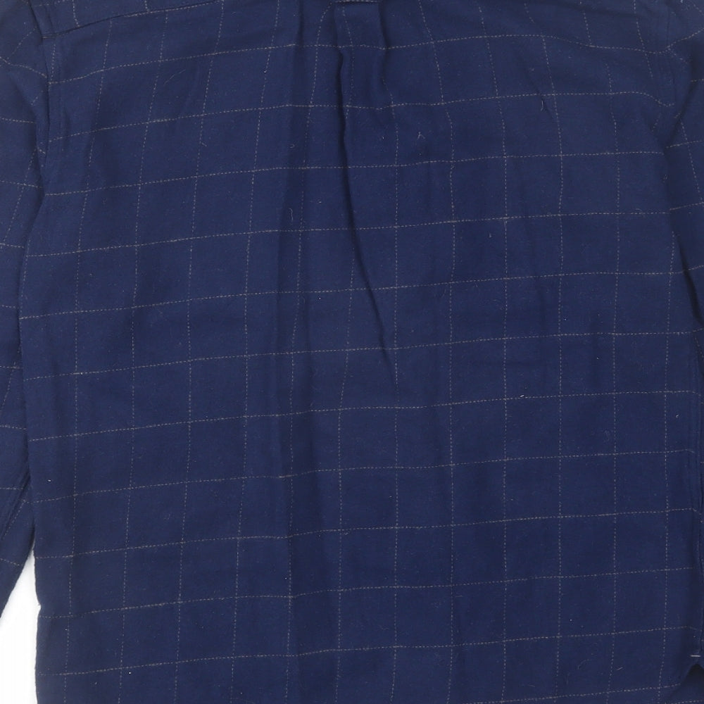 Mens UK Size S Bellfield Blue Button-Up Long Sleeve Casual Shirt
