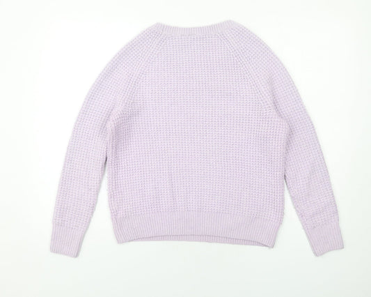 Gap Womens Purple Round Neck Acrylic Pullover Jumper Size XS