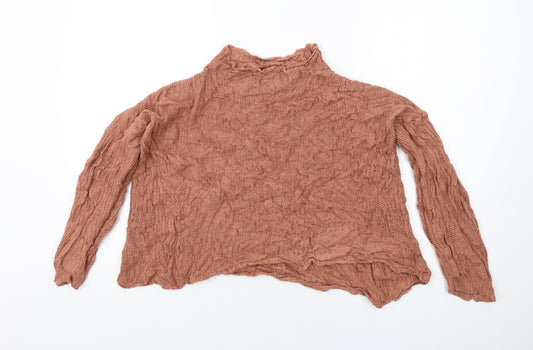 Boohoo Womens Orange High Neck Acrylic Pullover Jumper Size M