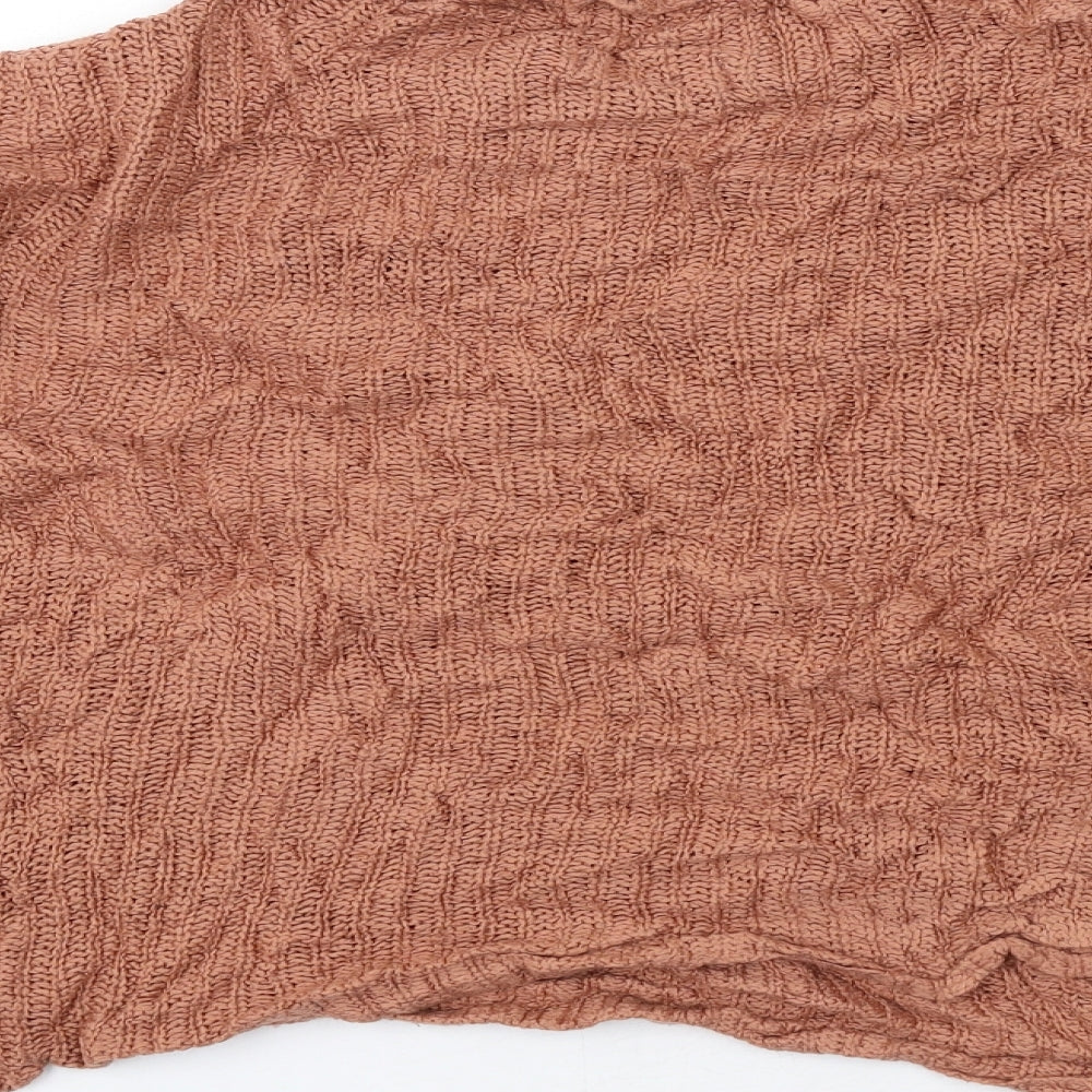 Boohoo Womens Orange High Neck Acrylic Pullover Jumper Size M