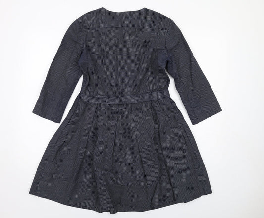 Gap Womens Blue Geometric Cotton Trapeze & Swing Size 8 Round Neck Zip