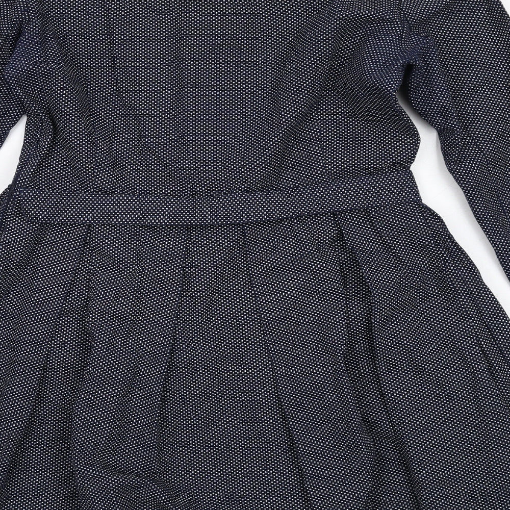 Gap Womens Blue Geometric Cotton Trapeze & Swing Size 8 Round Neck Zip