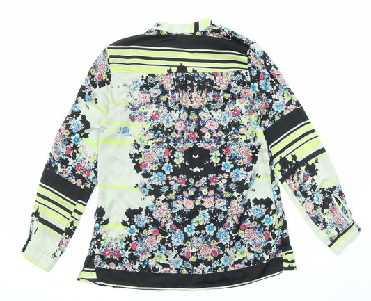 River Island Womens Multicoloured Floral Polyester Basic Button-Up Size 8 V-Neck