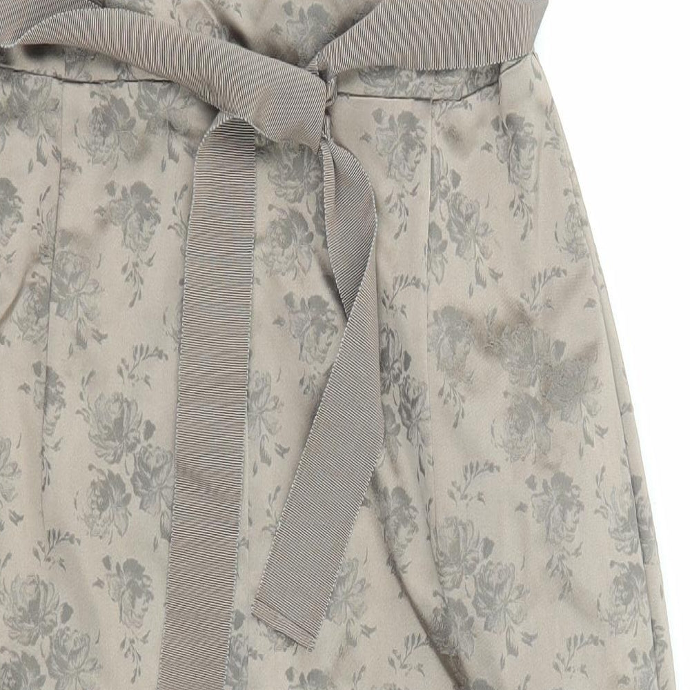 Coast Womens Brown Floral Polyester Pencil Dress Size 16 Sweetheart Zip