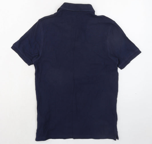 Marks and Spencer Mens Blue Cotton Button-Up Size S Collared Button