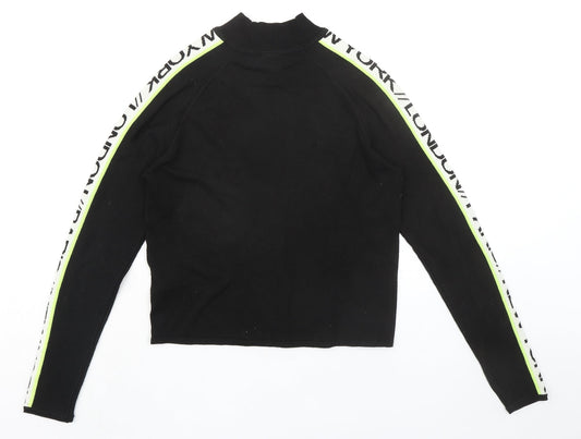 Divided by H&M Womens Black Acrylic Basic Blouse Size S Mock Neck