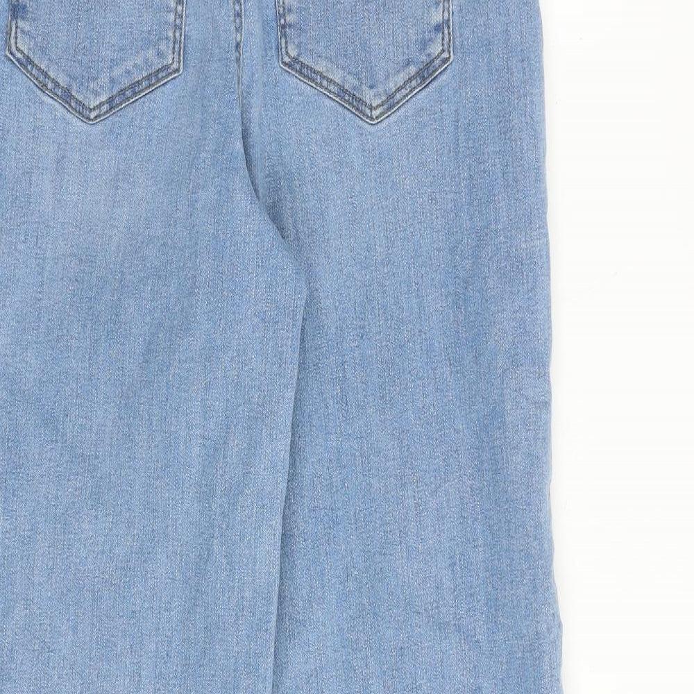LOFT Womens Blue Cotton Wide-Leg Jeans Size 4 L25 in Regular Zip