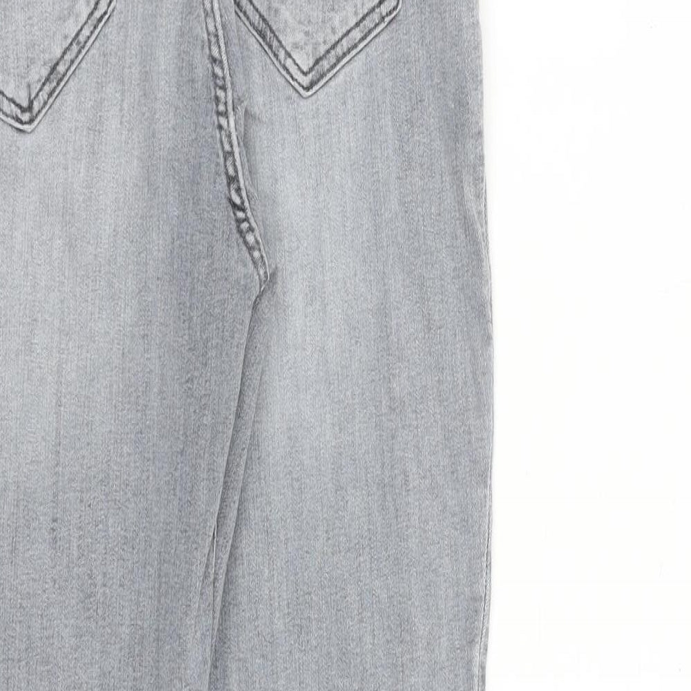 Zara Womens Grey Cotton Skinny Jeans Size 14 L27 in Slim Zip
