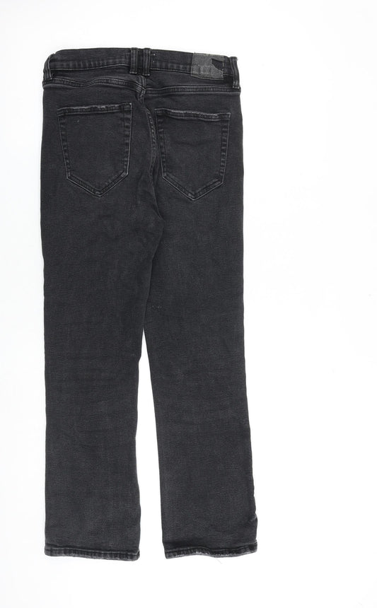 Pull&Bear Womens Black Cotton Straight Jeans Size 12 L27 in Regular Zip