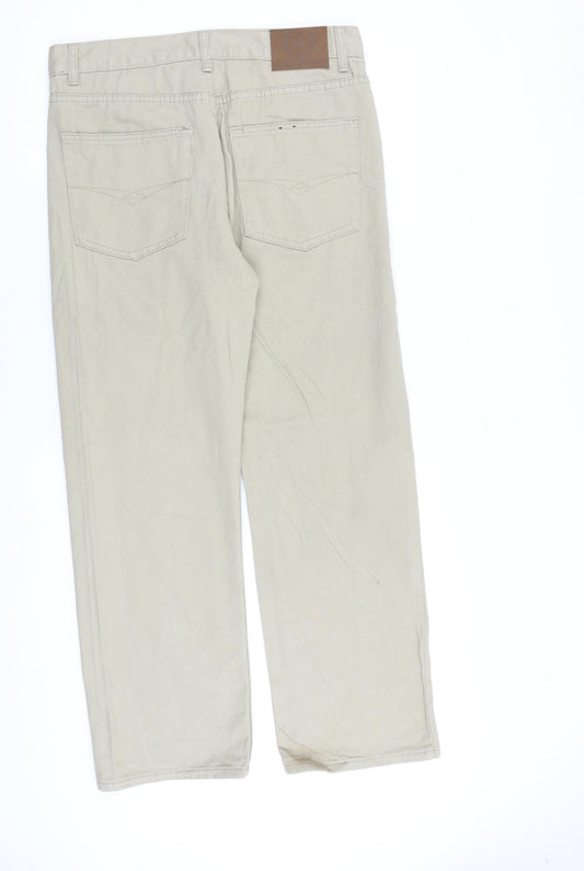 Hutson Harbour Mens Beige Cotton Straight Jeans Size 32 in L31 in Regular Zip