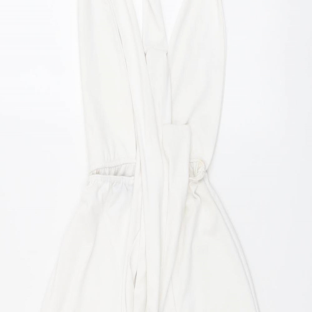 PRETTYLITTLETHING Womens White Polyester Playsuit One-Piece Size 6 Tie