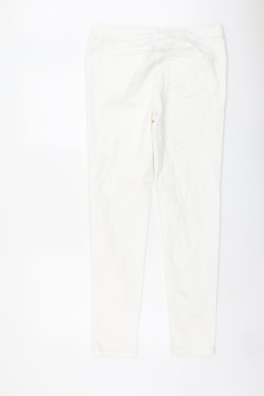 NEXT Womens White Cotton Skinny Jeans Size 34 in L31 in Regular Button