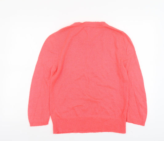 Limited Collection Womens Pink Round Neck Acrylic Pullover Jumper Size 10