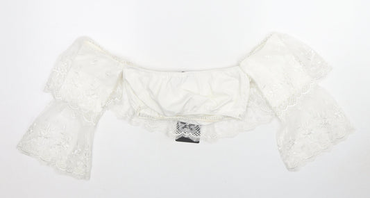 Womens UK Size 8 PRETTYLITTLETHING White Cropped Blouse