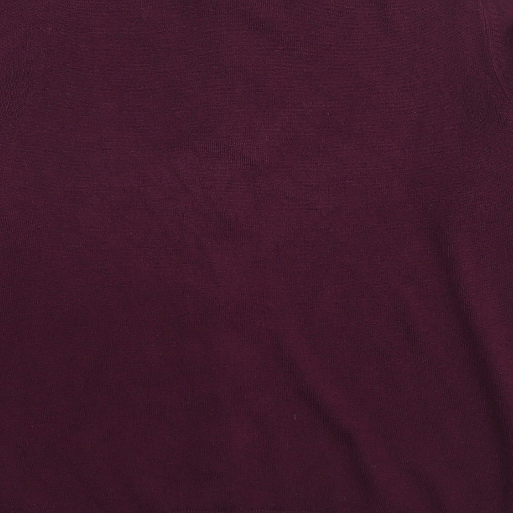 Classic Womens Purple Round Neck Acrylic Cardigan Jumper Size 12