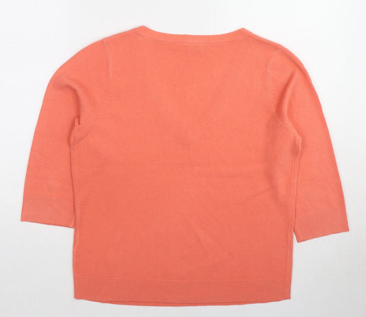 BHS Womens Pink V-Neck Acrylic Pullover Jumper Size 14