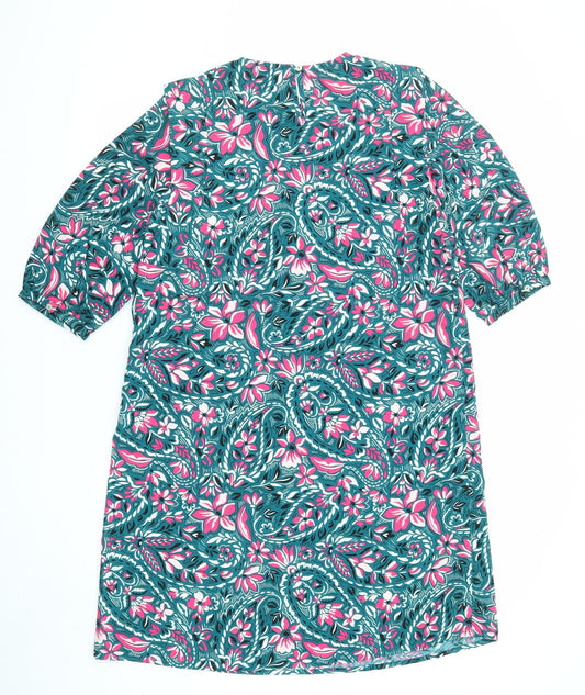 Damart Womens Multicoloured Floral Polyester A-Line Size 10 Round Neck Zip