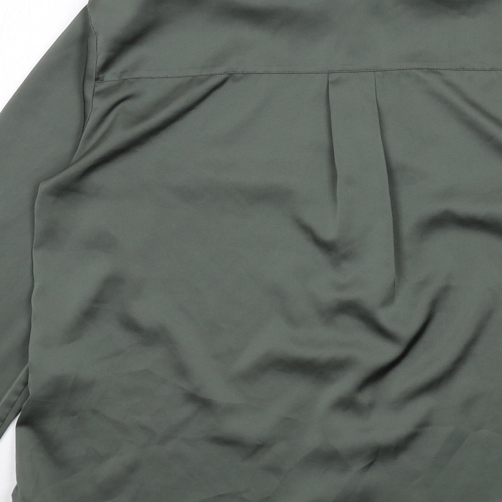 Womens UK Size 8 H&M Green Basic Button-Up