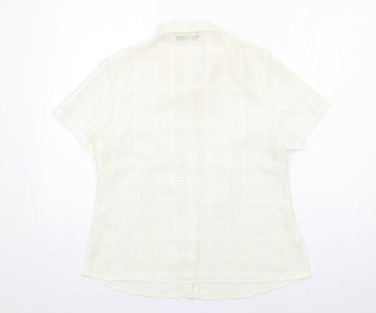 Bonmarché Womens Ivory Polyester Basic Button-Up Size 14 Collared
