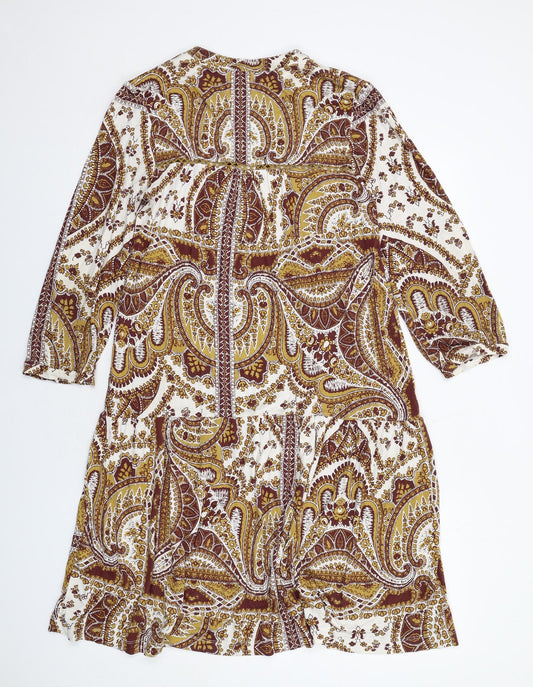 NEXT Womens Multicoloured Geometric Viscose Kaftan Size 12 V-Neck Pullover