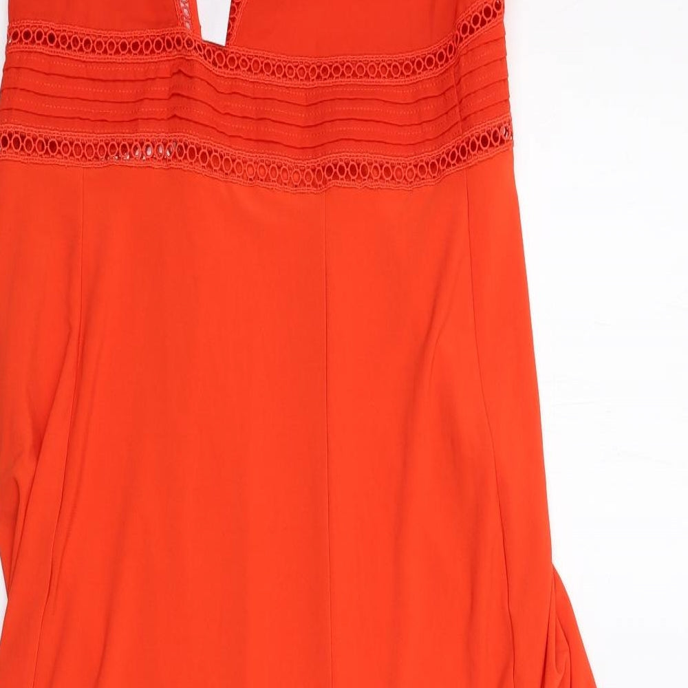 NEXT Womens Red Polyester Trapeze & Swing Size 10 V-Neck Zip