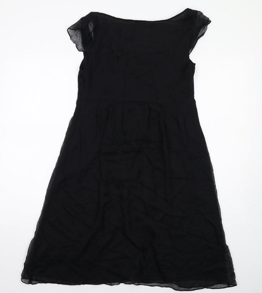 Autograph Womens Black Silk Shift Size 10 Round Neck Zip