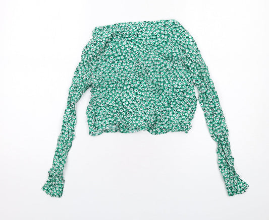 Womens UK Size 10 H&M Green Basic Button-Up