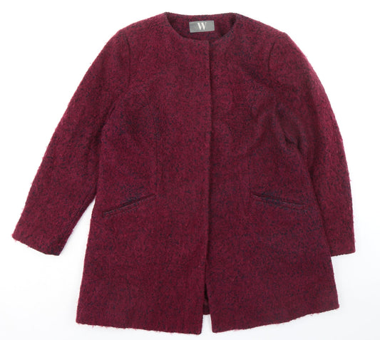 BHS Womens Purple Geometric Overcoat Coat Size 18 Button