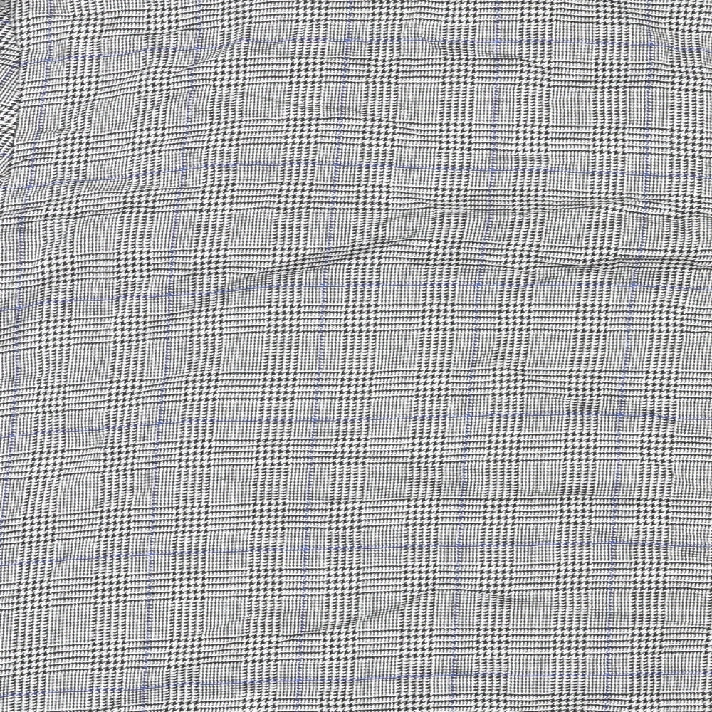 St. Bernard Womens Grey Plaid Polyester Jacket Blazer Size 16
