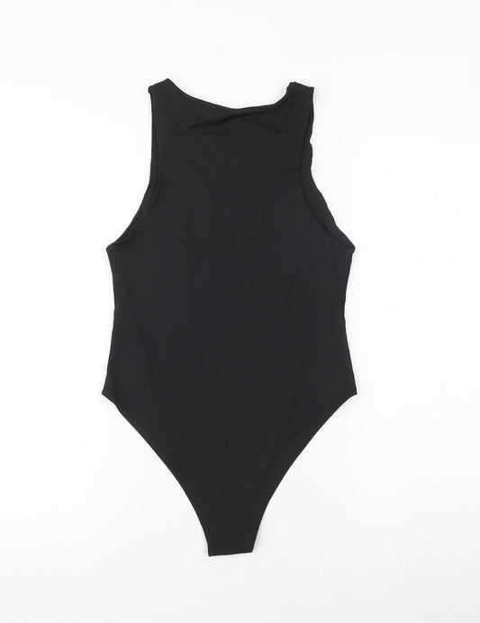 Quiz Womens Black Polyester Bodysuit One-Piece Size 10 Snap